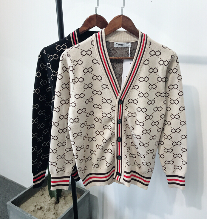 

Male Autumn Winter Jacquard and Adjustment-up with v Mesh Cardigan Trend Simple Retro Casual Sweater 2088, As shown