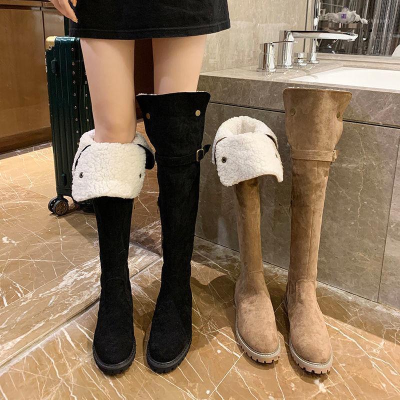 

2021 New Winter Boots Women Knee High Long Boots Leather Fashion Lace-Up Snow Non-Slip Black Shoes Woman1
