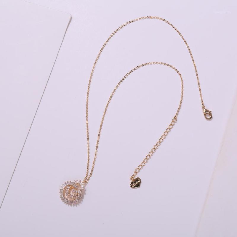 

Women's Fashion Pendant Necklace Ladylike Zircon Elegant Gear-wheel Design Smart Necklace Jewelry Accessory All Match1