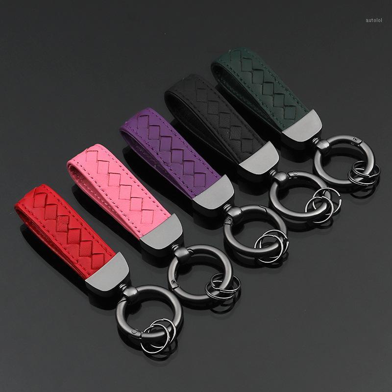 

2020New Fashion Handmade Leather Car keychain lambskin Braided Nylon Rope Unisex Waist hanging Car key Rings Auto Accessorie1