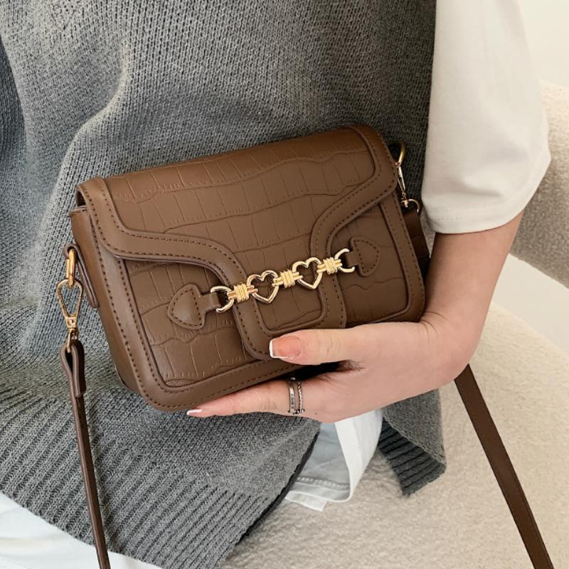 

Heart LockSquare Tote Bag 2021 Fashion New High-quality PU Leather Women's Designer Handbag Chain Shoulder Messenger Bag Purses, Beige