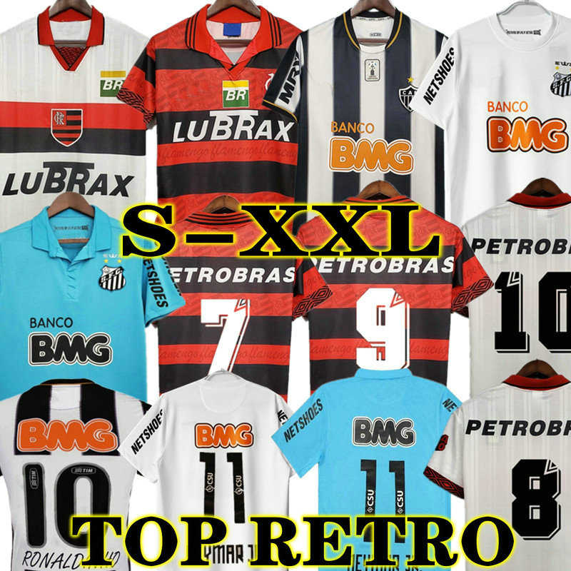 

Neymar JR Ronaldinho Retro 95 96 flamengo Soccer Jerseys 12 13 Santos 1995 100th Anniversary Romario 2013 Atletico Mineiro classic football shirts vintage 2012, 2013 home