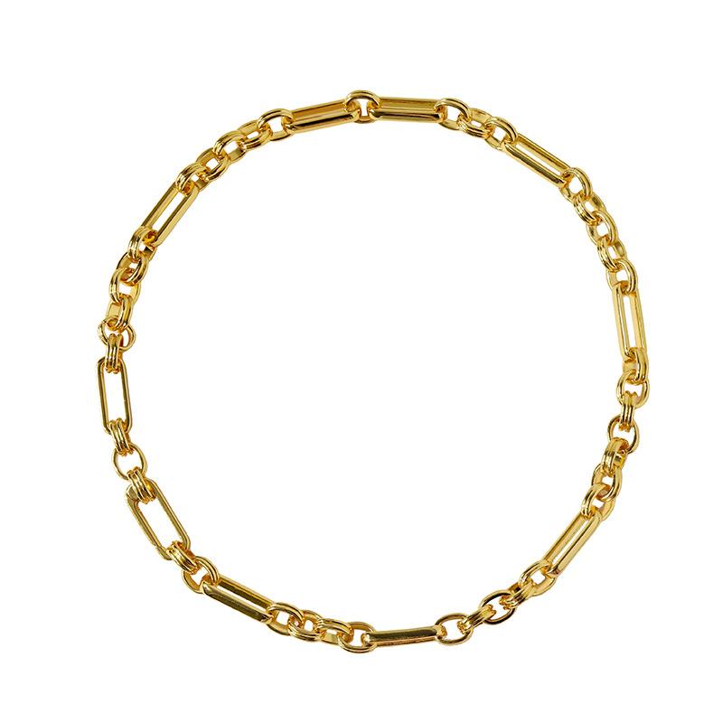 

Axiom Rock Necklace 18ct Gold Plated on Copper Rock Lock Chain No Zircon Stone for Men Women Party Jewelry