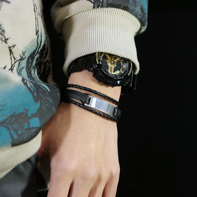 

Charm Bracelets Vintage Creative Stainless Steel Multi-layer Woven Braceletes Men Fashion Jewelry Accessories