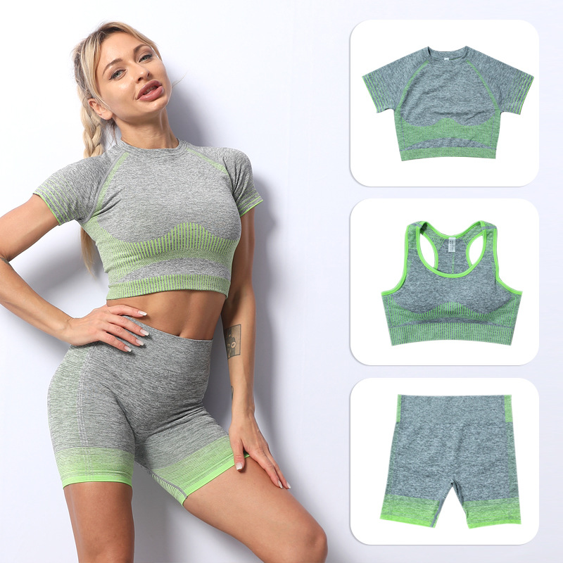

Fashion Designer Women Yoga Suit gymshark Sportwear Tracksuits Fitness Sports wear 3PCS bra Leggings outfits gym wear for woman Indoor sport, Orange