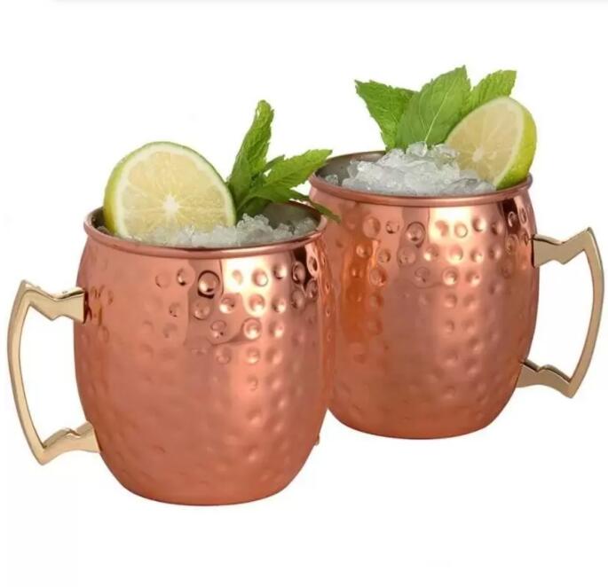 

Rose gold Copper Mug Stainless Steel Beer Coffee Cup Moscow Mule Mug Hammered Coppers Plated Drinkware FY4717 C0225, 530ml/ 18 ounces