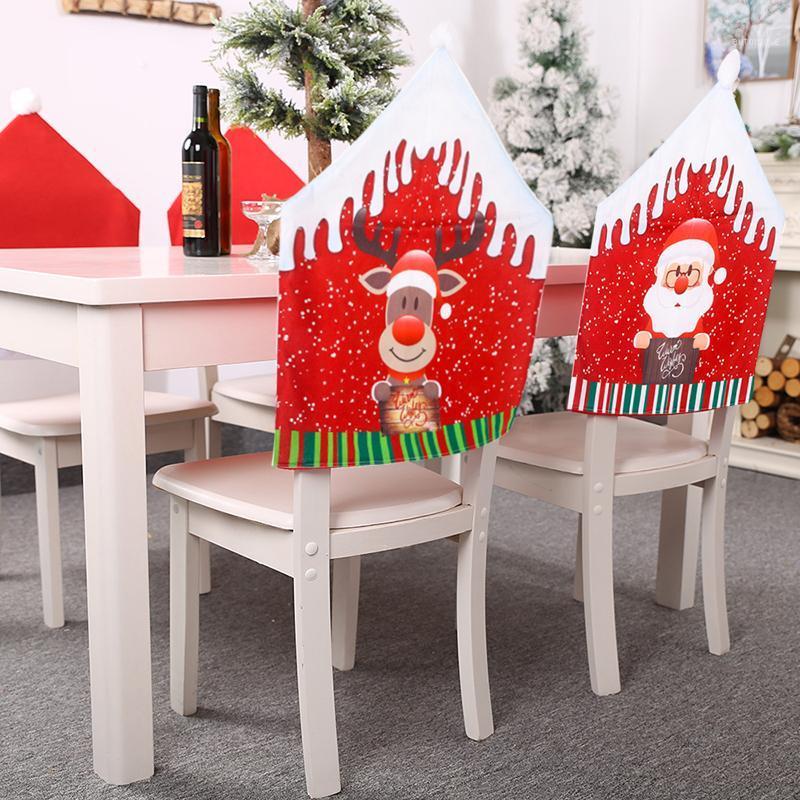 

Christmas Wear Resistant Ash Proof Chair Cover Old Man Snowman Christmas Hat Stool Cover Home Decoration Decorations1