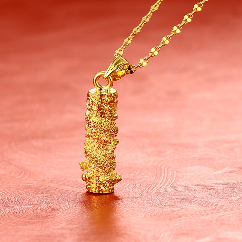 Dragon column 18k Yellow Gold Filled Womens Mens Pendant Chain Necklace Fashion Jewelry Gift-image-607353350