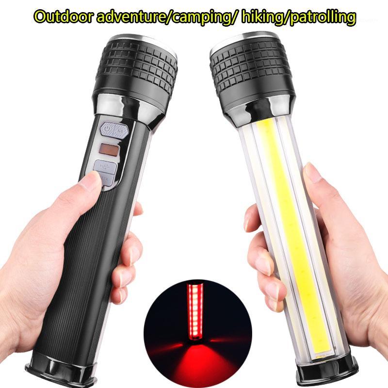 

New aluminum alloy LED 7mode torch built-in 8000mah battery super bright LCD display rotary zoom P70+COB1