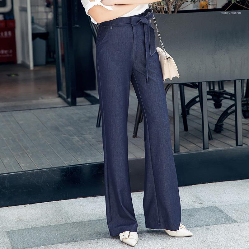 

2020 spring summer Womens Casual Jeans Straight pants high waist Tiansi jeans simple slim wide leg pants trousers women1