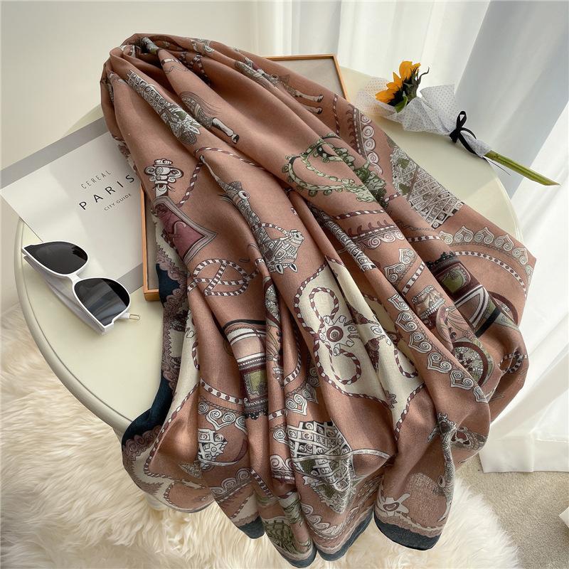 

2021 Women Cotton Scarf Design Printed Shawl Wrap Foulard Female Hijab Spring Summer Scarves Bandana Stoles