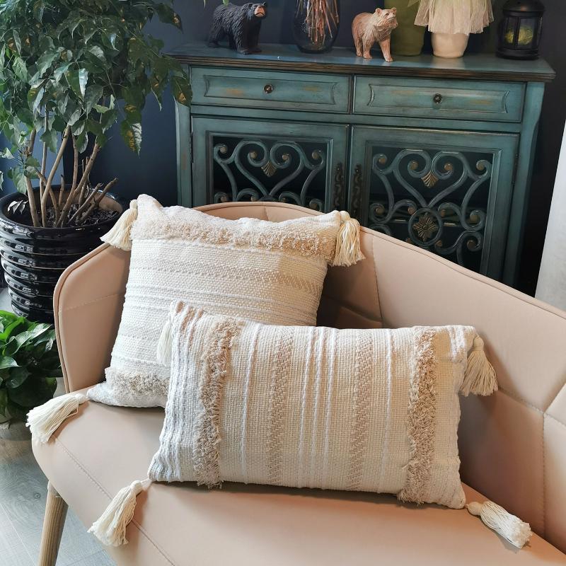

Pillow Covers Boho Decorative Soft Tufted Pillowcase with Tassels Decorative Pillow Cushion Cover for Sofa Couch Chair Car Seat Case