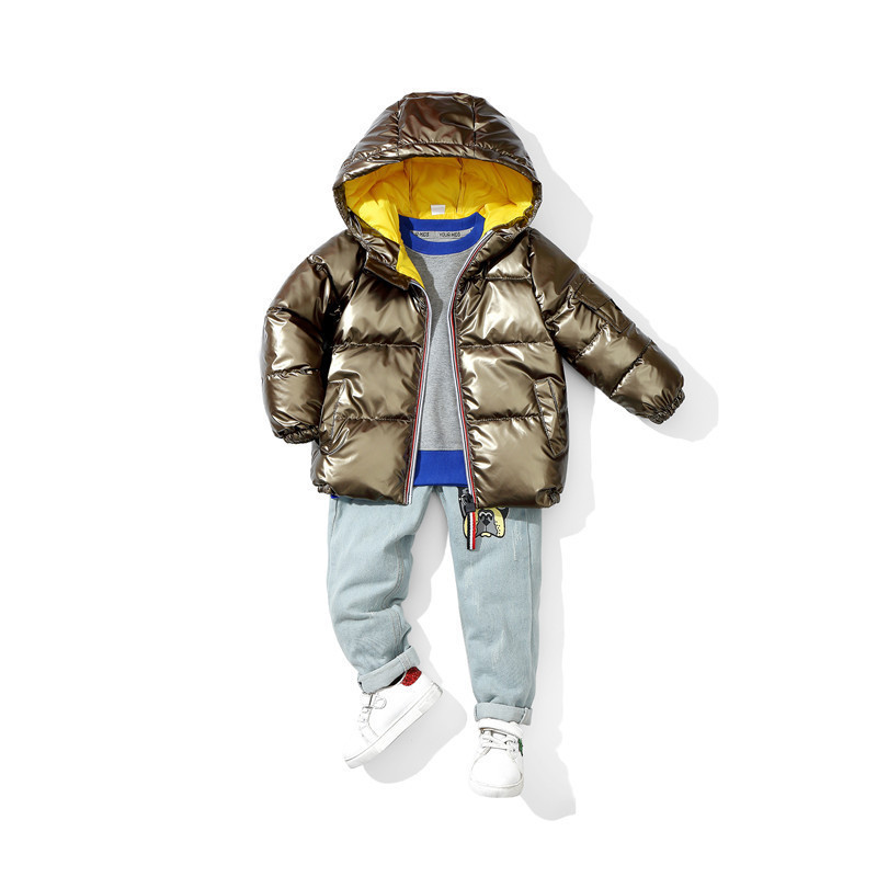 

Baby autumn winter warm 90% white duck down jacket casual fashion hooded zipper thick outerwear jacket coat for toddler boy girl LJ201017, Silver