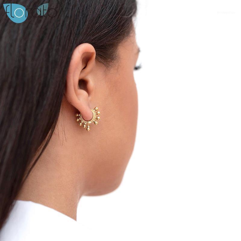 

925 Sterling Silver Prevent Allergy Hoop Earrings For Women Simple Beads Earrings Gold Silver Color Fashion Jewelry1