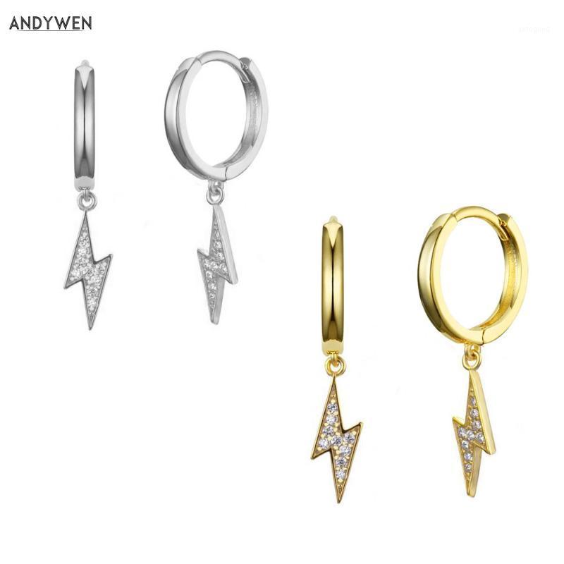 

Dangle & Chandelier ANDYWEN 925 Sterling Silver Gold Light Drop Earring Circle Round Women Ohrringe Pendient Zircon Crystal CZ Luxury Jewelr