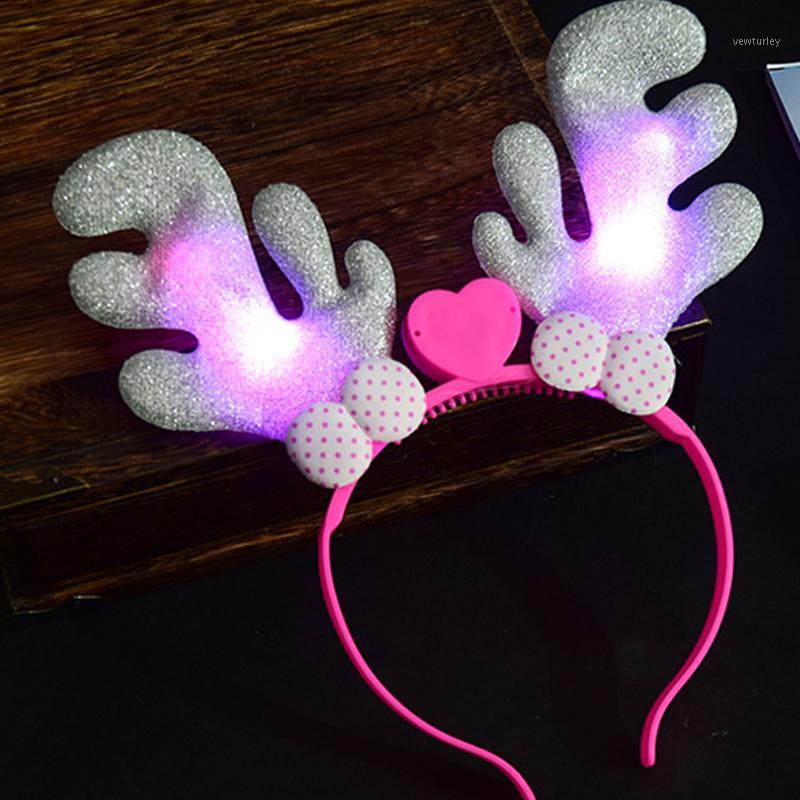 

Glowing Gold Christmas Antler Headband LED Coloured Lights Hair Hoop Flashing Glow Headband Hair Accessori1