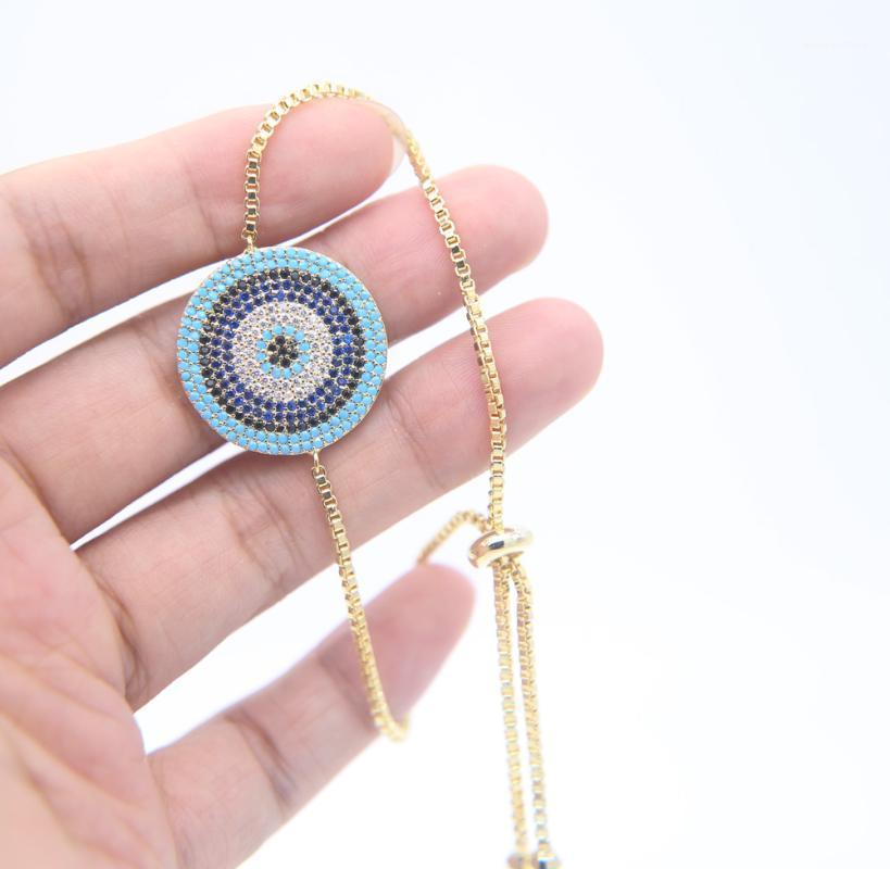 

Luxury Bridal bracelet Jewelry gold Color Round Shape Big eye Bracelets Bangles with turquoises paved adjust bracelet for girl1