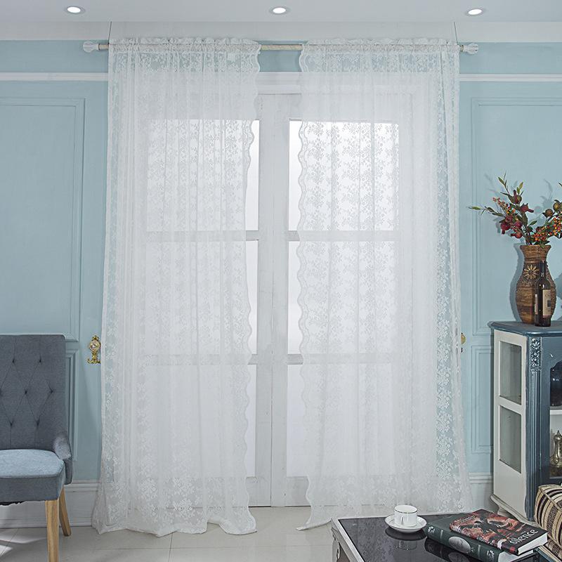 

2021 White lace curtains for living room bedroom floral curtain sheer tulle for windows treatment panel, Pink