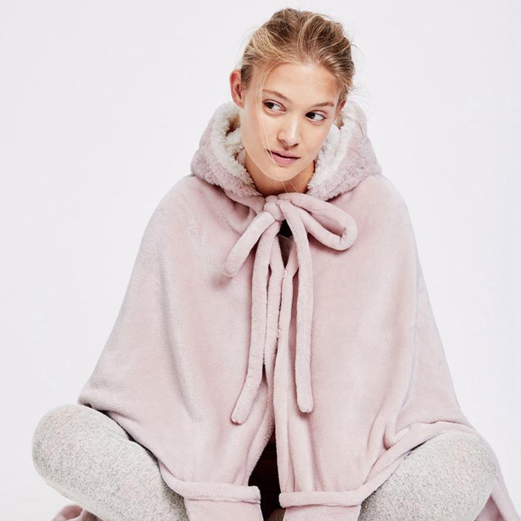 

Bed Blankets Cute Pink Comfy Blanket Sweatshirt Winter Warm Adults and Children Ear Hooded Fleece Blanket Sleepwear Huge