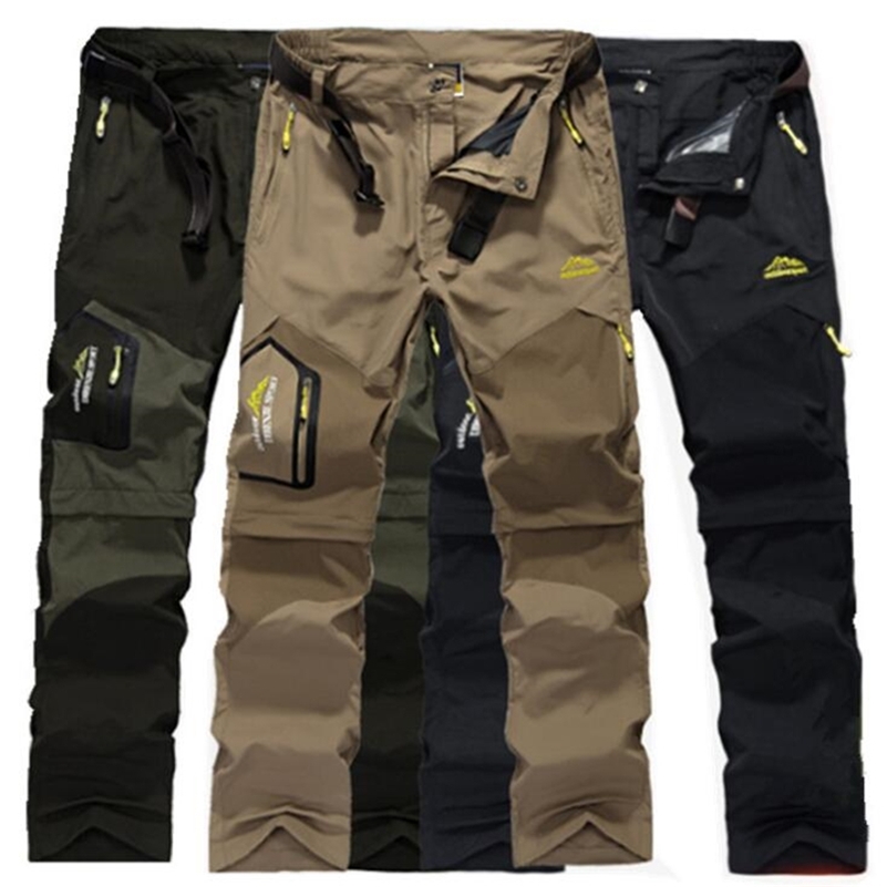 

6XL Casual Stretch Pants Men Removable Quick Dry Tactical Short Elastic Breathable Waterproof Tourism Trousers Cargo Thin Pants 201128, Black