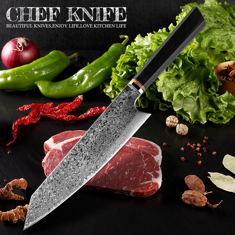 

XITUO Handmade Knife 67-layers Japanese Damascus Stainless Steel Chef Knife Kiritsuke T Head Kitchen Utility Knives Wood Handle