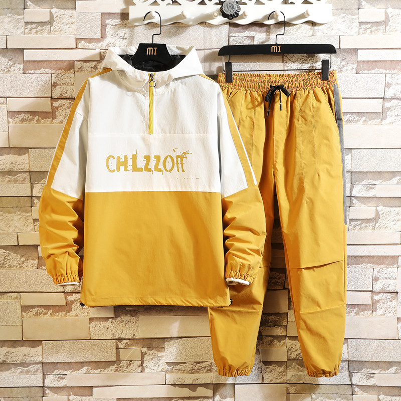 

Men's Streetwear Sets Sportswear Tracksuit Men Patchwork Hip Hop Jacket Sweatpants Jackets Joggers Pants Sport suits kg-7, Blue tracksuit men