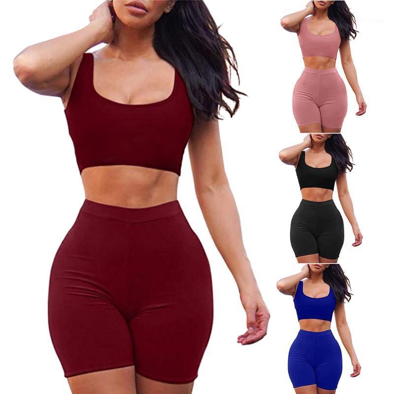 

Women Seamless Casual Yoga Set Fitness Clothing Women Solid Sleeveless Short Tops Blouse+Short Pants Sports Set Yoga Suit1, Black