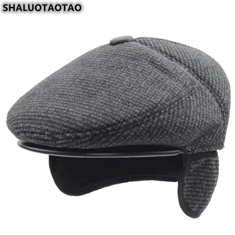 

SHALUOTAOTAO Men's Cap Autumn Winter Fashion Thermal Ear Protection Berets Vintage Leisure Tongue Hats Snapback Caps Dad's Hat, Black