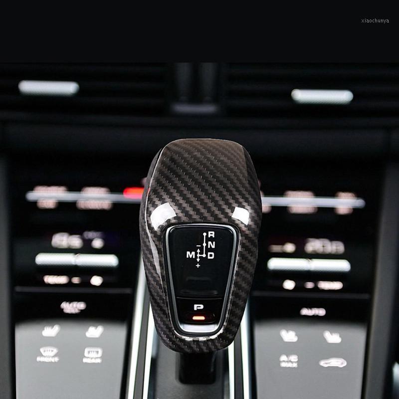 

Real Carbon Fiber Car Shift Knob Collar Sticker Cover for 2018 2019 2020 Interior Styling Black Red1
