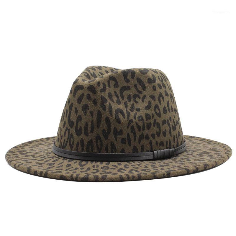 

Seioum Winter Classic Hats For Men Large Size Wide Brim Tophat Fedora Sombrero Elegant Women Hats Leopard print Wool Cap1, Orange