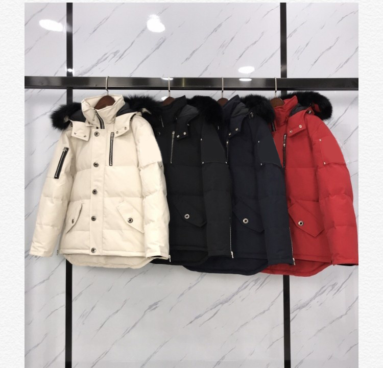 

Fashion men and women couple moose winter down jacket casual edition warm keeping big thick real fur parka canada outwear doudoune windbreaker, As shown