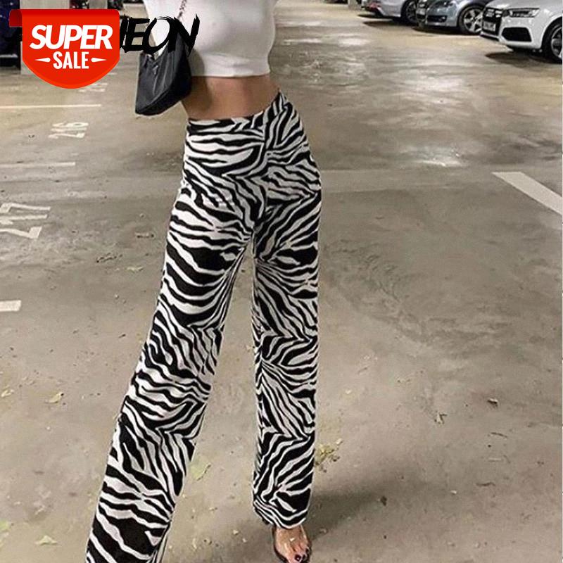 

ALLNeon Y2K Aesthetics Zebra Pattern Loosed Wide-Leg Pants Casual High Rise Elastic Waist Animal Print Casual Trousers Vintage #Dh6V, Black;white