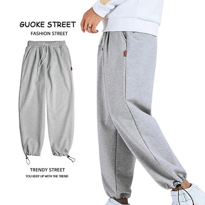

2020 Men Solid Color Harem Pants Fashion Brand Men's High Quality Casual Trousers Male Drawstring Pencil Sweatpants, Grey