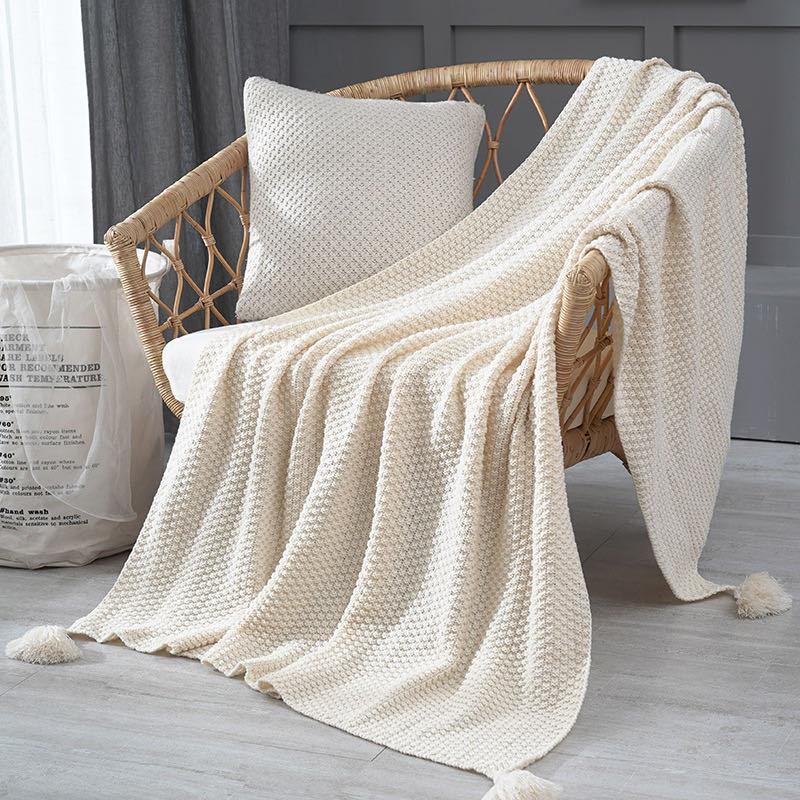 

TB002A handmade comfortable Beds Sofa Warm ivory champagne dark grey green knitting wool Blankets Soft office Throw Blanket