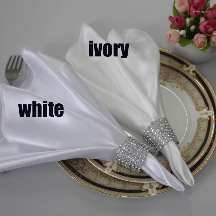 

Dearest 50pcs 19*19inch Square Satin Napkins Solid Handkerchief for Wedding Party Hotel Restaurant Table Decors1