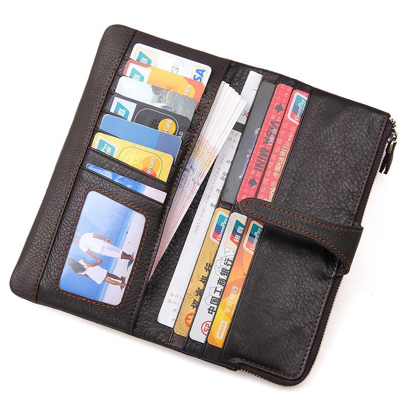 

Vintage Long Wallet Genuine Leather Wallets, Brown