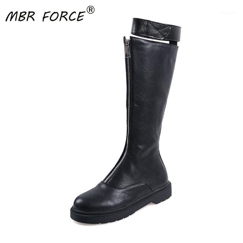 

MBR FORCE New Fashion ladies round toe women knee-high boots plus size 34-43 woman shoes Motorcycle Platform Boots Leopard black1, Black