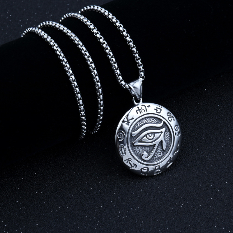 

Noter Gothic Evil Eye Pendant Necklace Mens Boy Hiphop Rock Long Necklace Accessories Male Turkish Eye Punk Jewelry