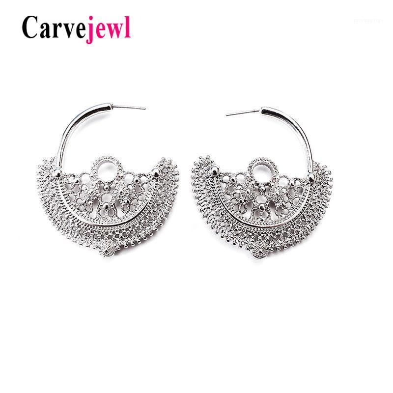 

Carvejewl hoop earrings metal simple flower hollow out hoop earrings for women jewelry girl gift Gothic European American earing1