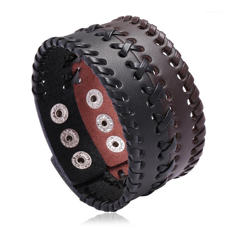 

2020 new leather bracelet wide friendship bracelet for men vintage punk clasp jewelry1