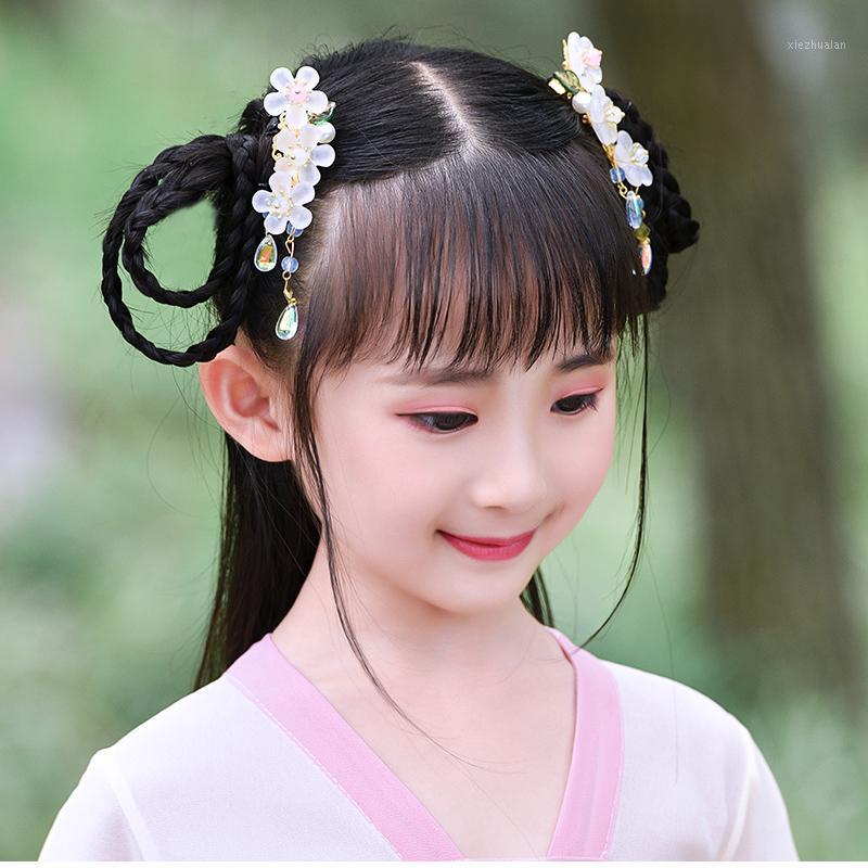 

Antique Han Fu children's female accessories headdress plum blossom girl fairy air Su hair accessories show ancient clip1, Beige