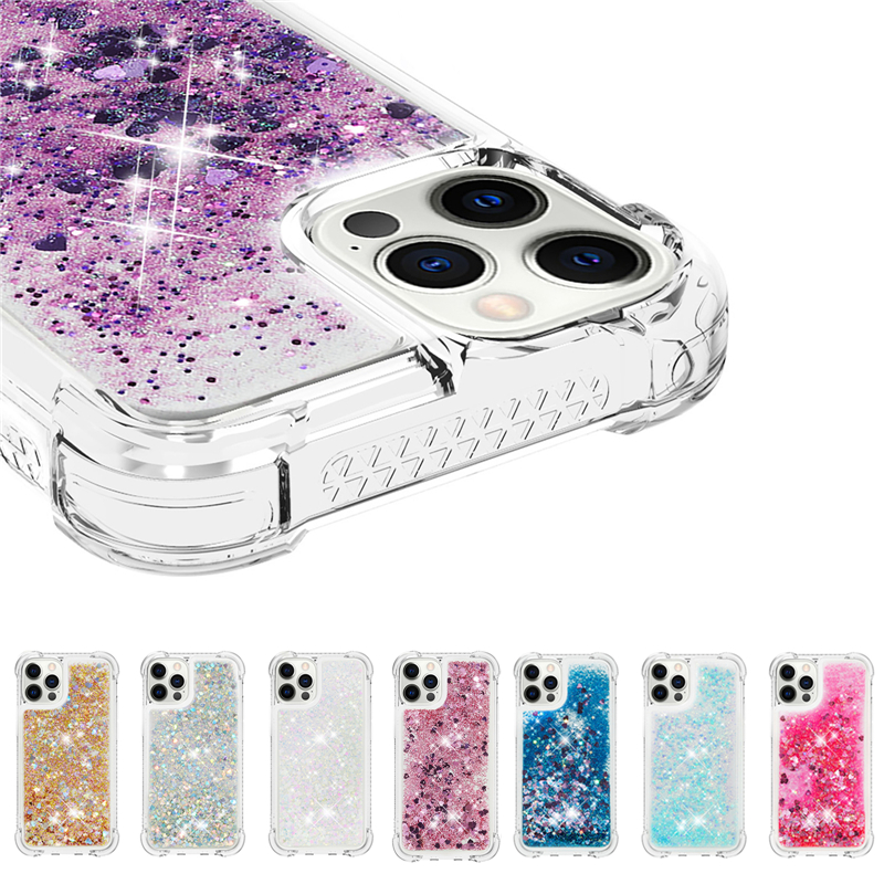 

Bling Bling Quicksand Case For iphone 12 mini 11 pro max cover case anti-drop tpu clear phone case for iphone xr 8 plus, Mixed colors/ remark