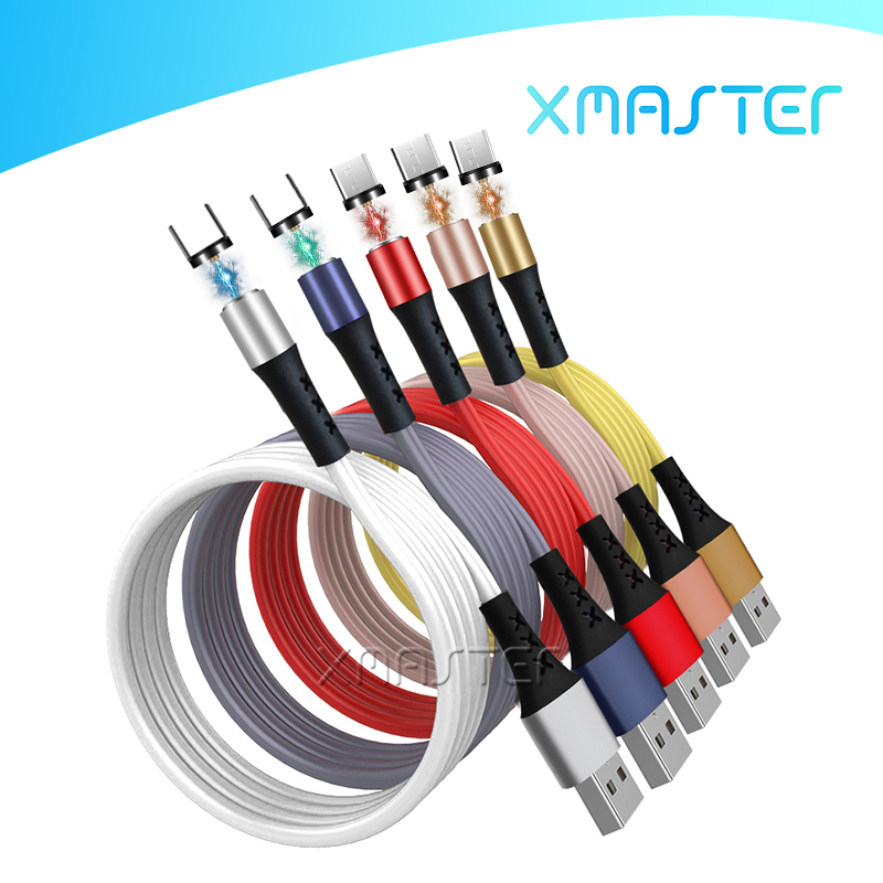 

2.4A Liquid Silicone Magnetic Fast Charging Line Type C Cable Phone Charger Micro USB Cable Magnet Quick Chargers for Samsung A21 xmaster, White+opp