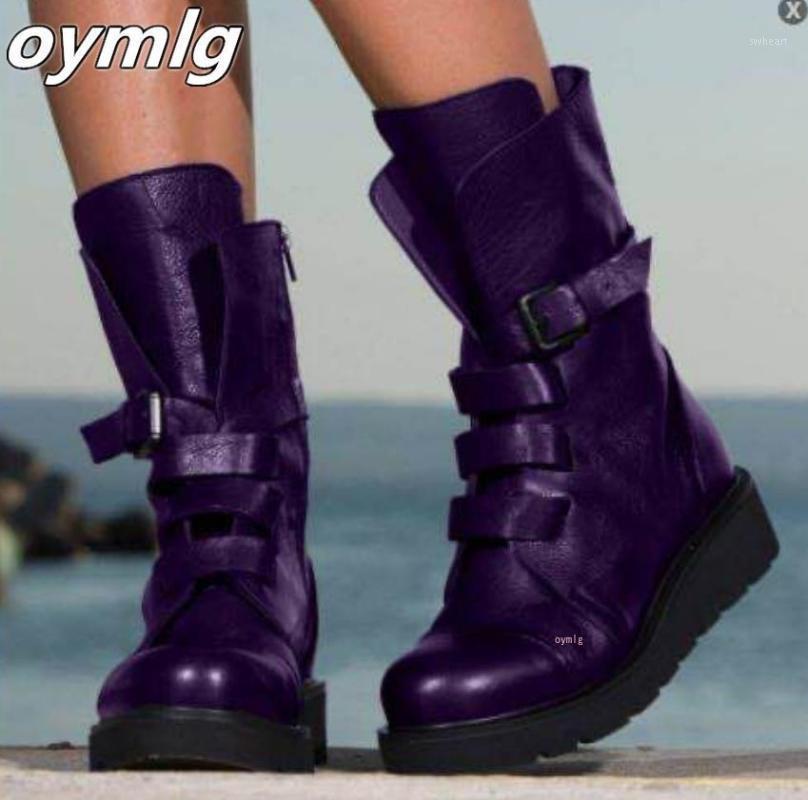 

2020 Womens Leather Boots Winter Warm Shoes Women Motorcycle Snow Boots Handmade Shoe Zipper Round Toe Wedges Women's Shoes1, Black