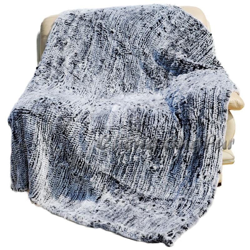 

CX-D-92C  Black Frost Custom Made Rex Fur Knitted Fur Throw Blanket