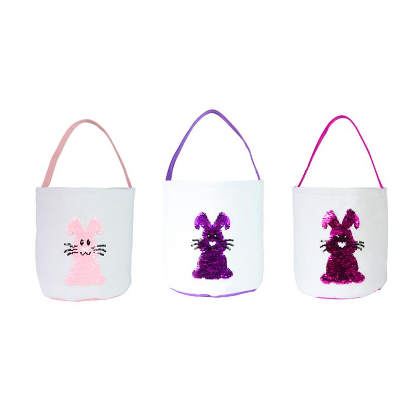 

New Easter Bag 1pc Sequins Printed Canvas Gift Carry Candy Bag For Kids J10#40