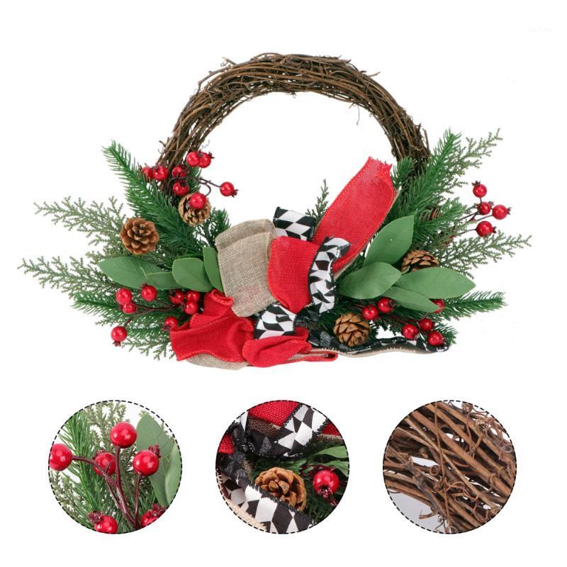 

1pc Door Hanging Decoration Bow Designed Wreath for Wall Festival Xmas Door1, Colorful