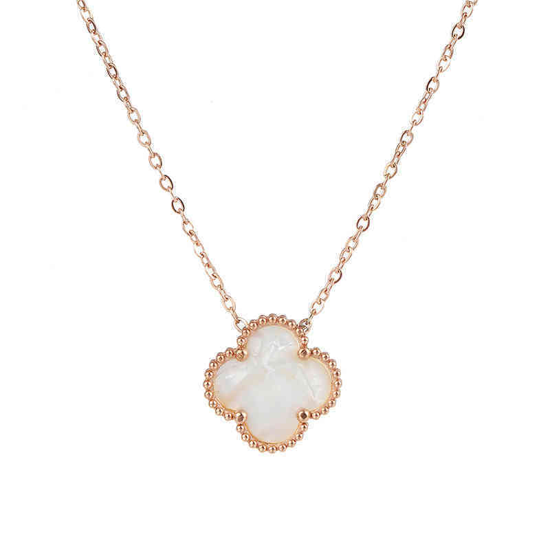 

Wholale Ladi Clover Shell Pendant Stainls Steel 18K Rose Gold Women Necklace
