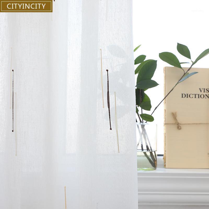 

CITYINCITY Luxury Curtains For living room Stripe colors White Embroidered Curtain for Kitchen Tulle Customized1