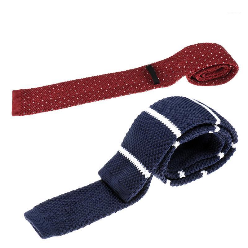 

2pcs Trendy Mens Male Knit Ties Necktie Narrow Skinny Woven Narrow Neckties Clothes Accessory1